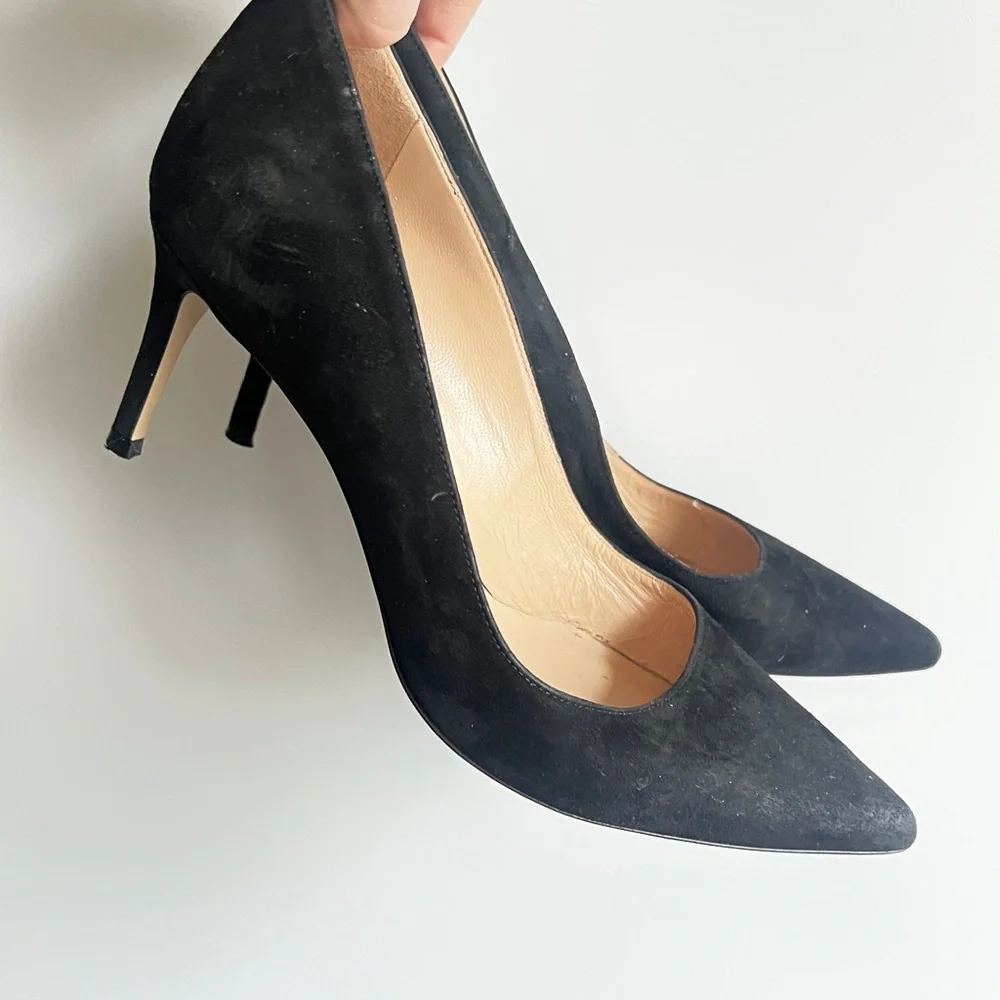 M. Gemi The Esatto 70mm Black Suede Leather Stiletto Heels Size EU 37